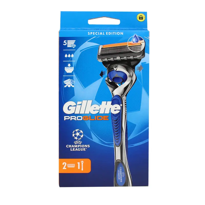 GILLETTE PROGLIDE RASOIO 5 LAME MANUAL FLEXBALL + 2 RICAMBIO