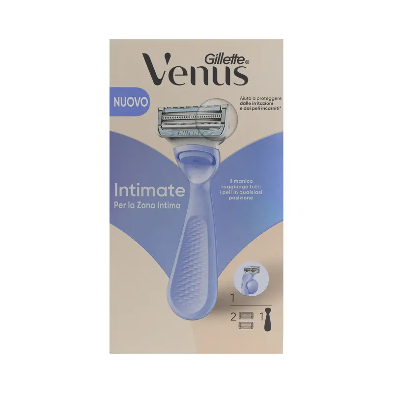 GILLETTE VENUS RASOIO PER PELLE E PELI ZONA INTIMA + 2 RICARICHE