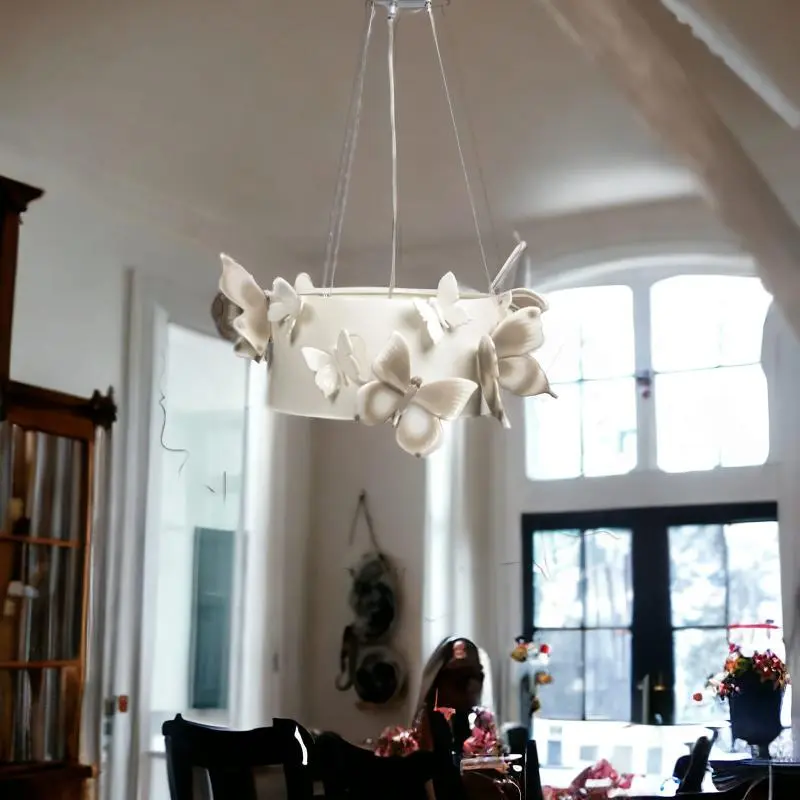 Gli Alberelli Lampadario Sospensione Farfalle Panna 58 cm