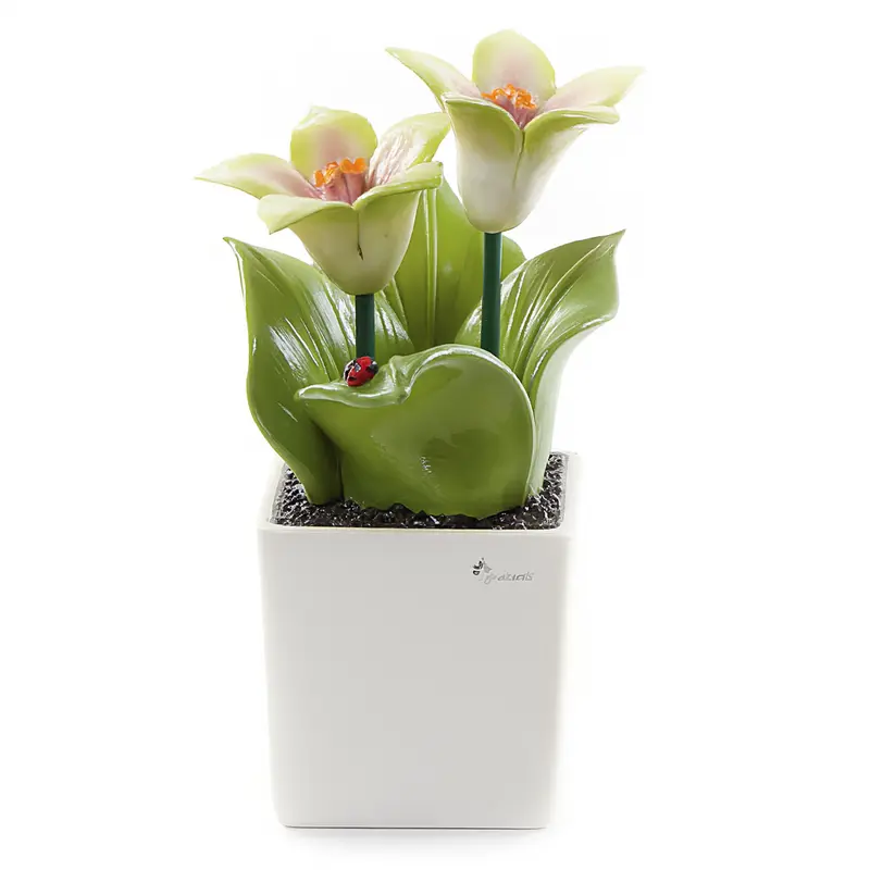 Gli Alberelli Pianta Quadra Giglio Ceramica Dipinta 34x13x13 cm