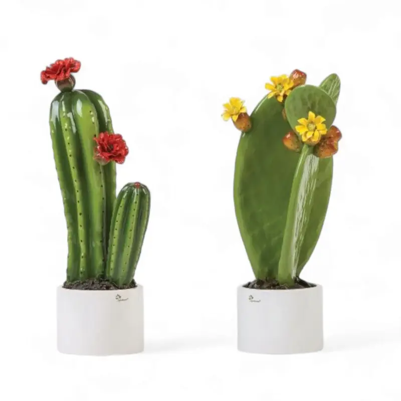 Gli Alberelli Piantina Grassa Ceramica Capodimonte 30x60 cm Fiore Rosso