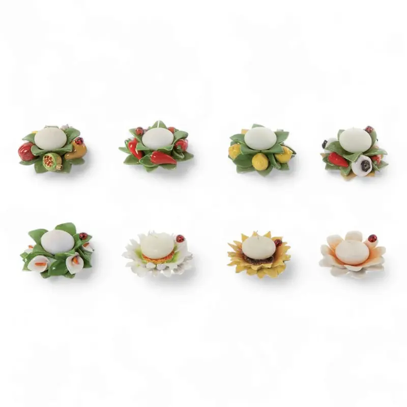 Gli Alberelli Porta Candele Ceramica Fiori e Frutta 10x6 cm