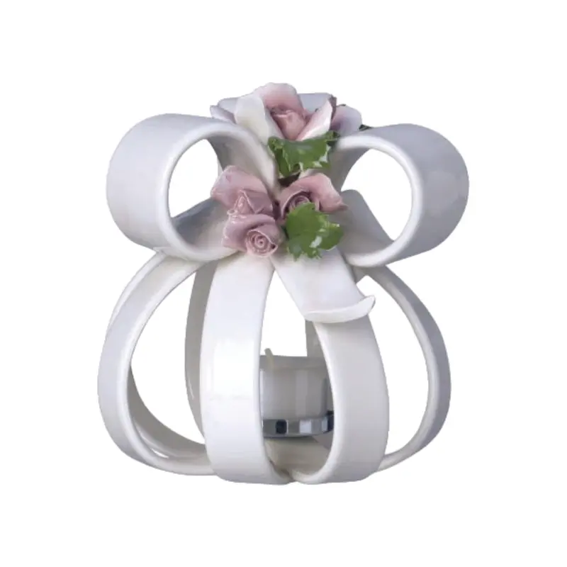 Gli Alberelli Porta Candele Porcellana Decoro Rose 15 cm