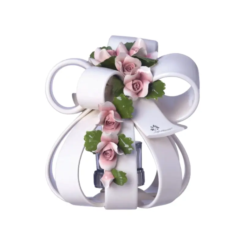 Gli Alberelli Porta Candele Porcellana Decoro Rose 23x24 cm