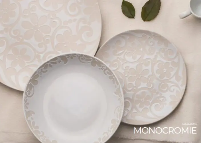 Gli Alberelli Set Tavola 18 Pz Monocromie Ceramica con Runner