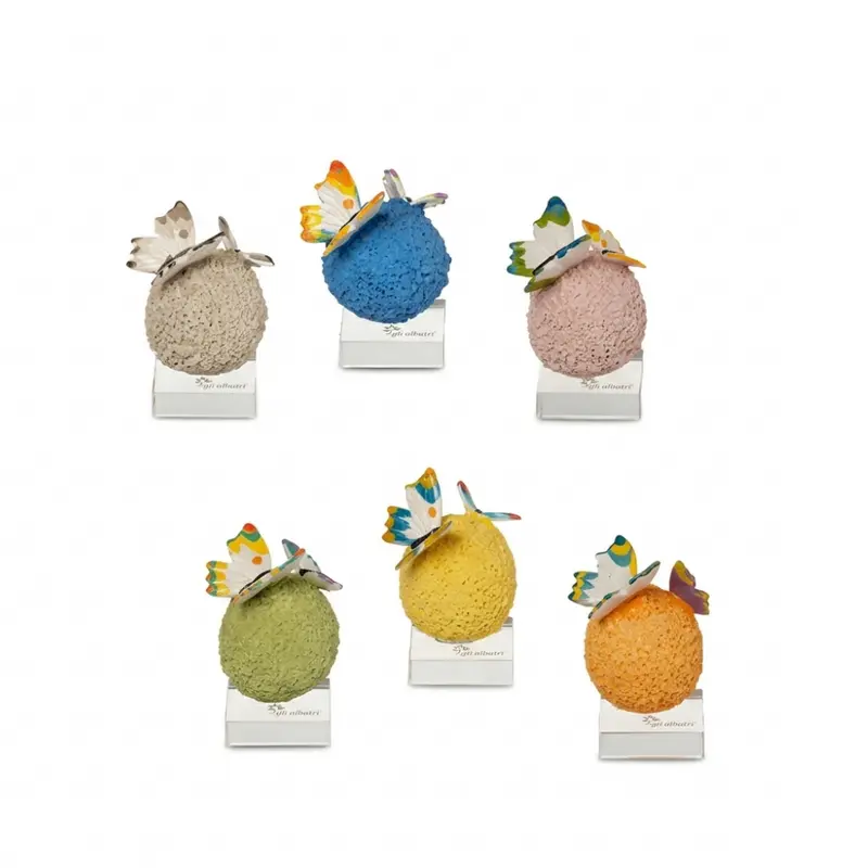Gli Alberelli Sfera Prato Farfalle Ceramica Base Vetro 0811 ø 7 h 9