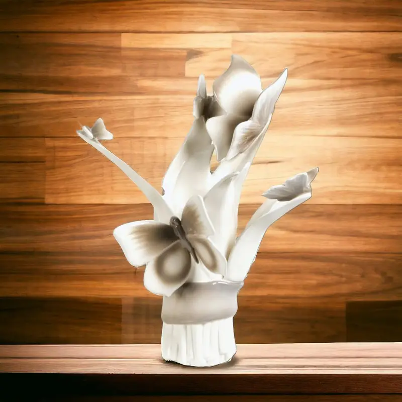 Gli Alberelli Vaso Uovo Farfalle Ceramica Panna 40x50 cm