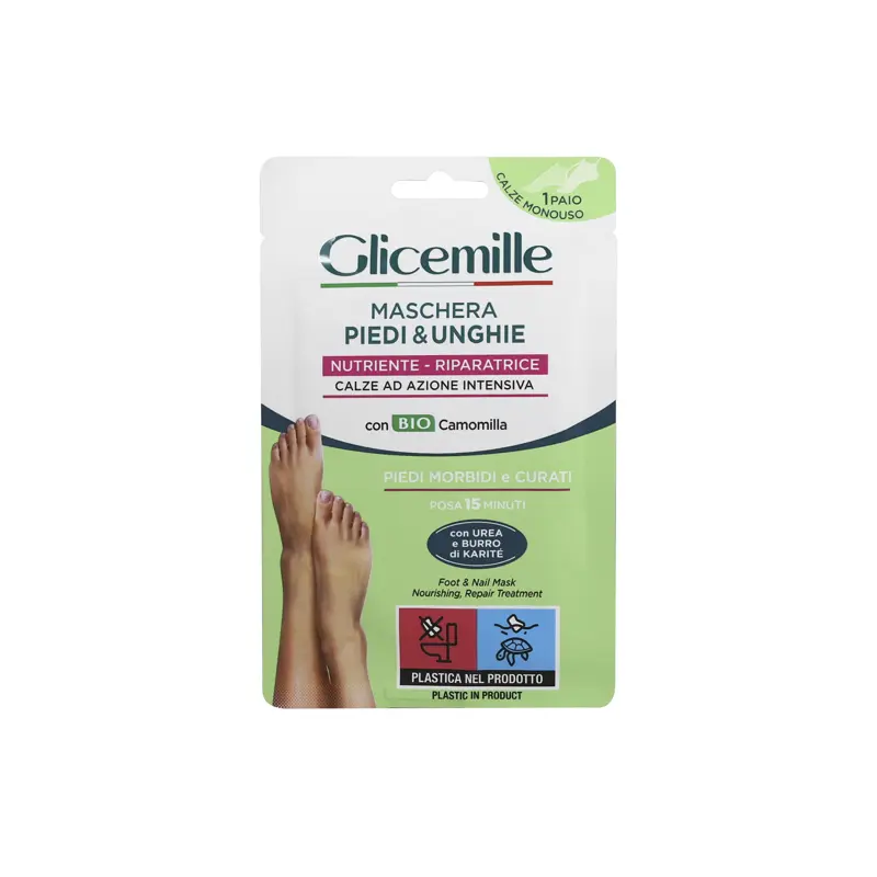 GLICEMILLE MASCHERA PIEDI & UNGHIE NUTRIENTE RIPARATRICE CALZE AD AZIONE INTENSIVA 1 PAIO MONOUSO POSA 15 MINUTI