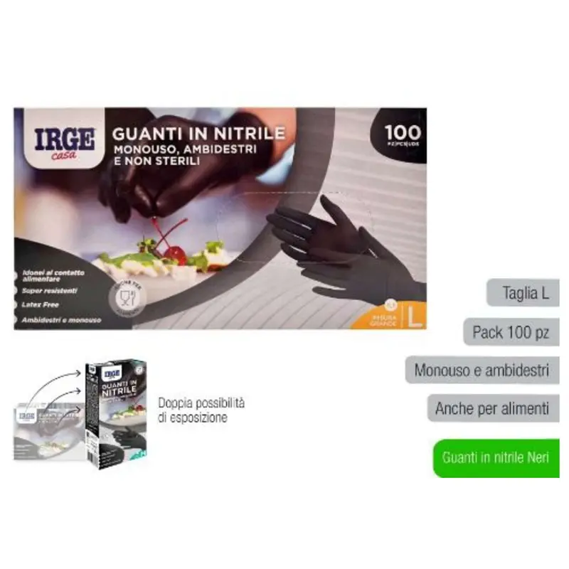 Guanti Monouso 100Pz Nitr. Nero L 6244A