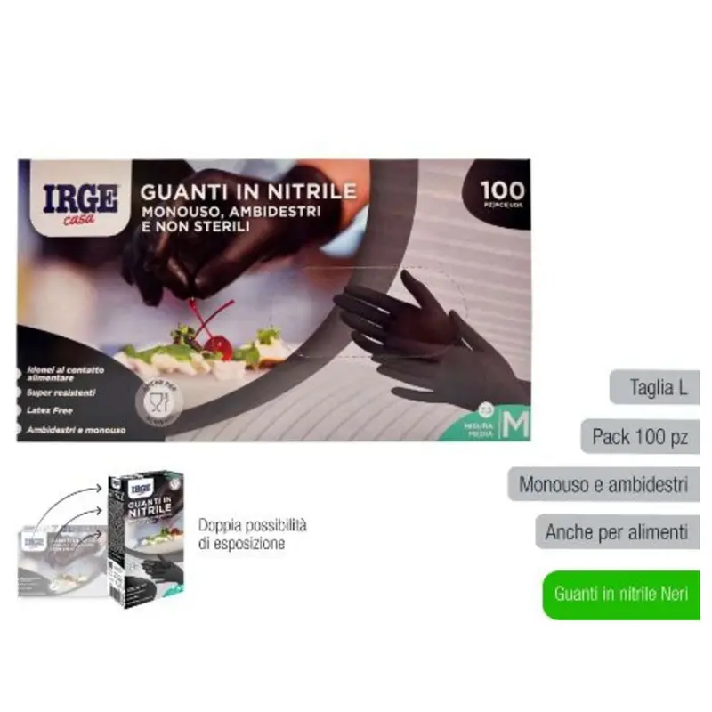 Guanti Monouso 100Pz Nitr. Nero M 6243A