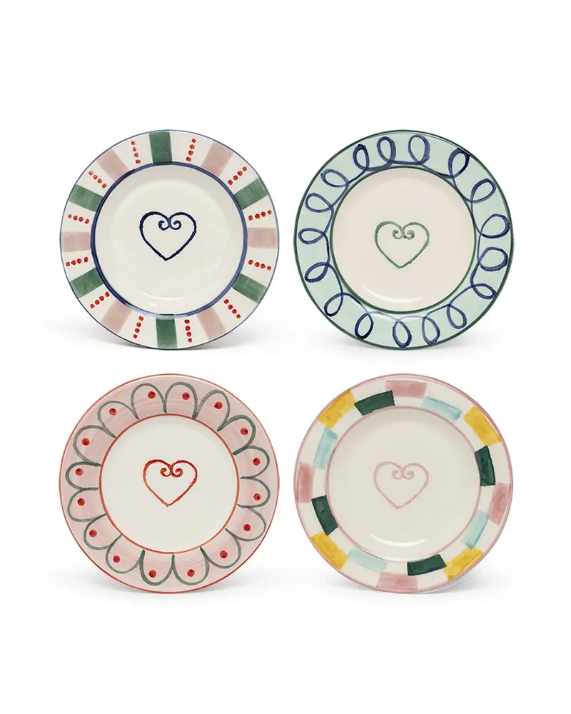 Heart bread plates - coasters MIX - Set of 4