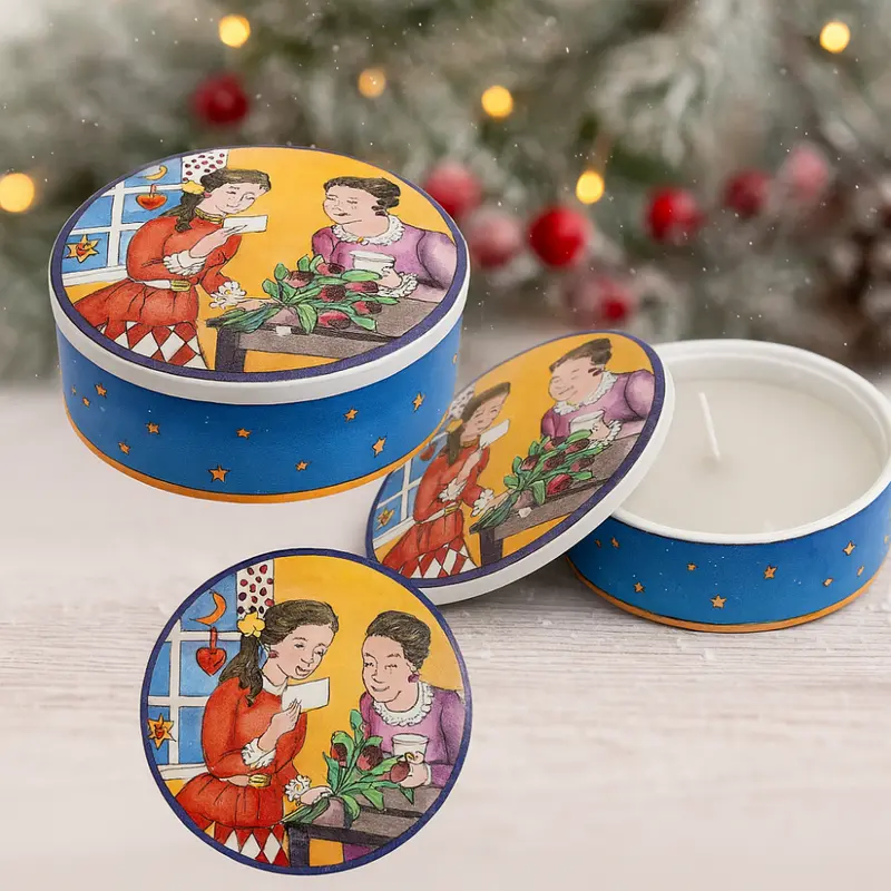 Hutschenreuther Scatola Natale Porta Candela Porcellana 9 cm