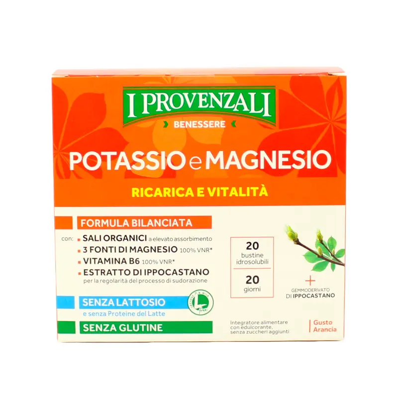 I PROVENZALI POTASSIO E MAGNESIO RICARICA E VITALITA' 20 BUSTINE IDROSOLUBILI INTEGRATORE ALIMENTARE