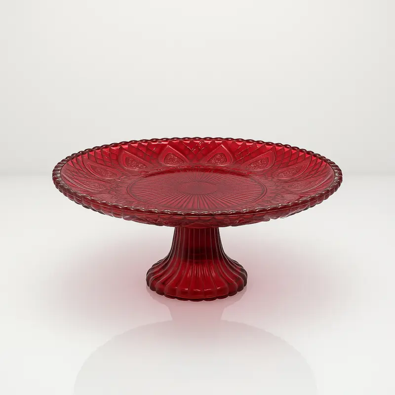 Ilary Queen Alzatina Vetro Rosso Decorato Ø25×H9,5 cm