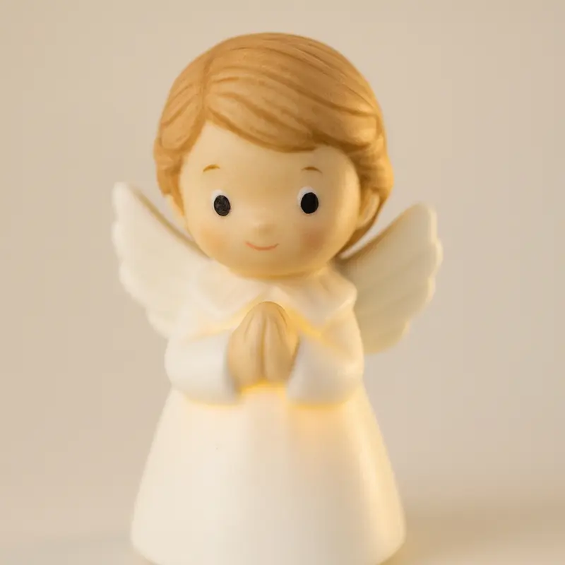 Ilary Queen Angelo Bimbo Porcellana con LED H 10 cm