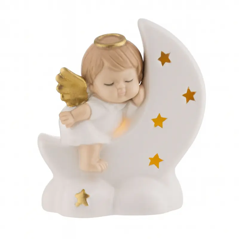 Ilary Queen Angelo Bimbo su Luna Porcellana con LED 11×13 cm