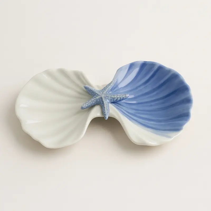Ilary Queen Antipastiera Mare in Porcellana Blu 16×9 cm