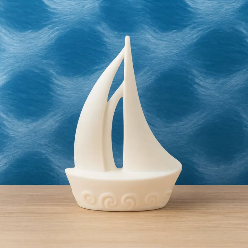 Ilary Queen Barca a Vela in Gres con LED H 17 cm Decorativa