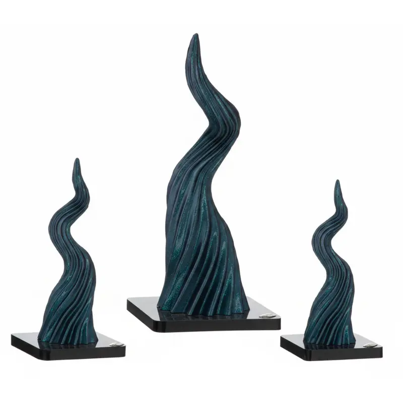 Ilary Queen Corno in PLA Blu Glitter con Base Plex H 16/19/26 cm