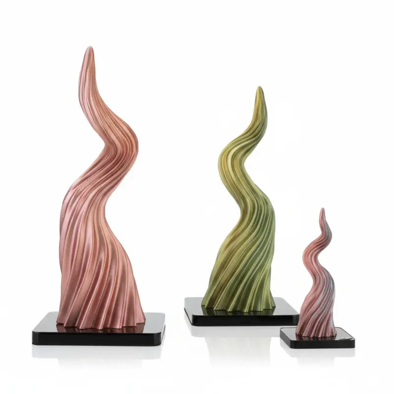 Ilary Queen Corno in PLA Rosa Giallo con Base Plex H 16/19/26 cm
