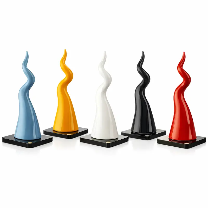 Ilary Queen Corno Porcellana Lucido con Base Plex 9x21 H cm