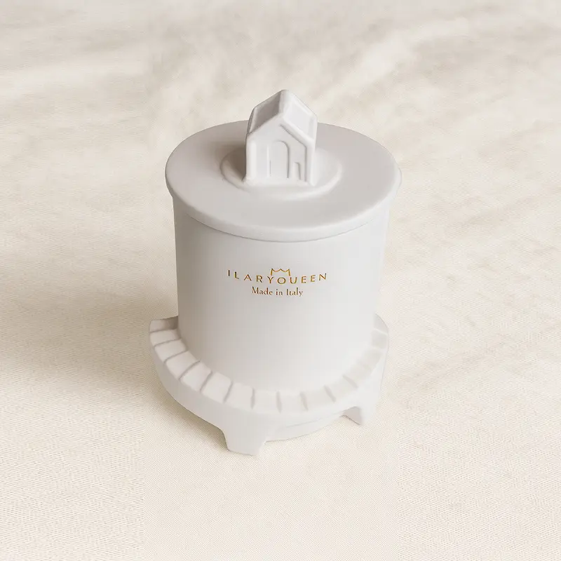 Ilary Queen Faro Candela Colorata Profumata Ø12 cm  Bianco