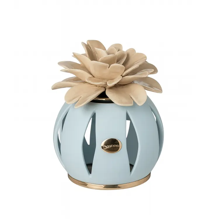 Ilary Queen Lampada Sfera LED in Ceramica Ø 12x16 cm Azzurro polvere