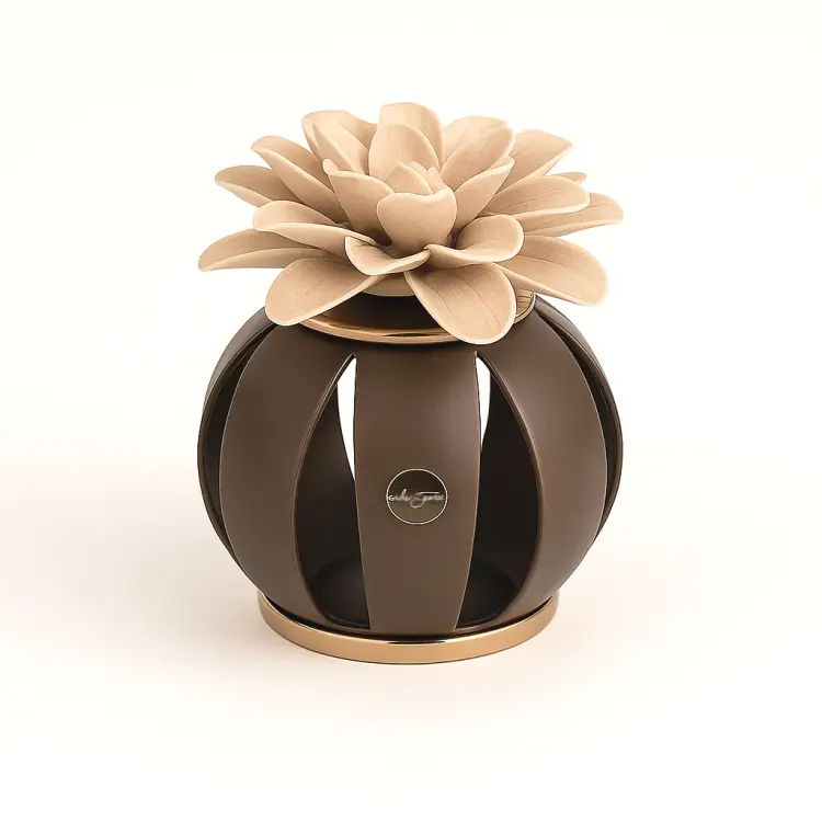 Ilary Queen Lampada Sfera LED in Ceramica Ø 12x16 cm Tortora