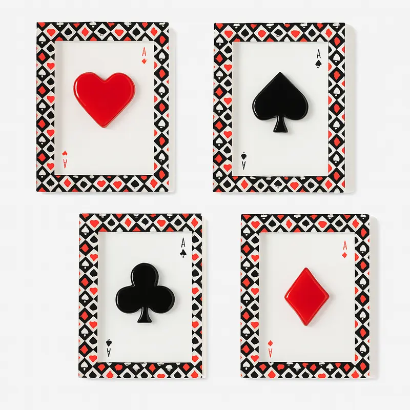 Ilary Queen Quadretto Semi Poker in Ceramica Decorata 14x19 cm