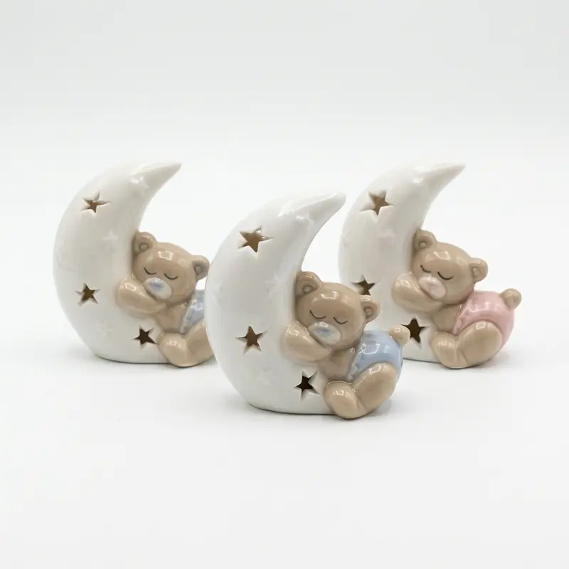 Ilary Queen Set 3 Orsetti su Luna in Ceramica 6x6 cm