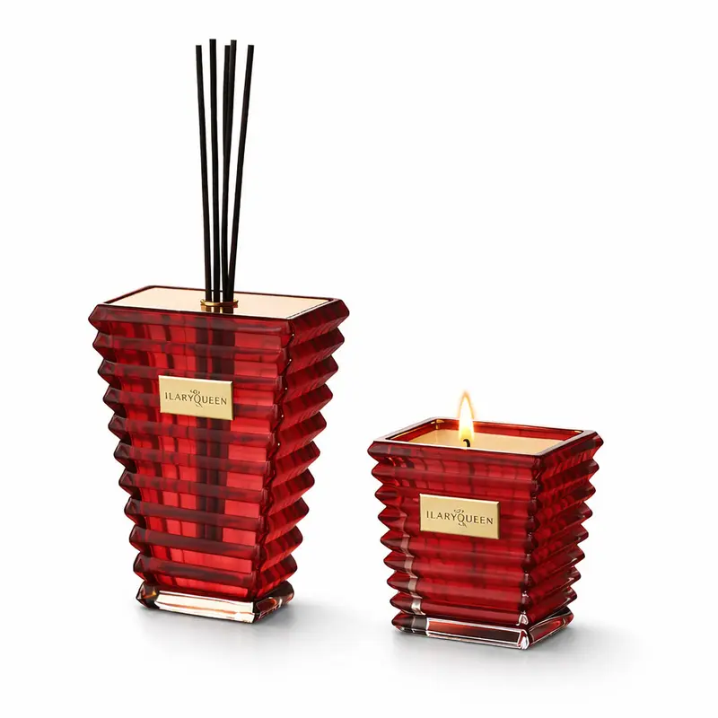 Ilary Queen Set Regalo Diffusore e Candela Vetro Rosso Taormina