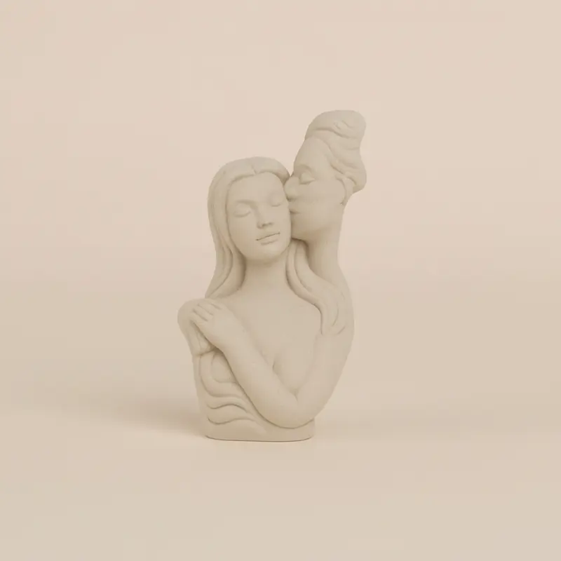 Ilary Queen Statua Abbraccio Coppia in Gres Tortora H 18 cm
