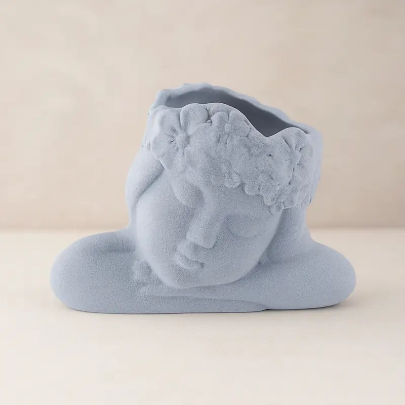 Ilary Queen Vaso Angelo Puttino Gres Polvere Azzurro 15x11 cm
