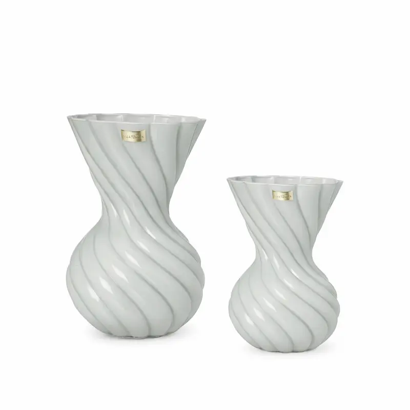 Ilary Queen Vaso Grigio Perla Foulard in Vetro Design 21 cm