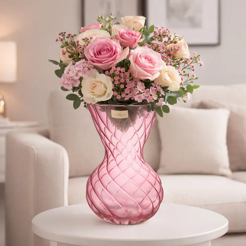 Ilary Queen Vaso Rosa Ferrara Vetro Lustrato 21 cm
