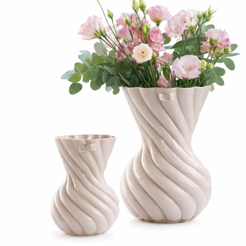 Ilary Queen Vaso Tortora Foulard in Vetro Design 21 cm