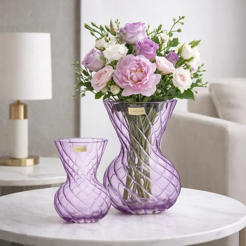 Ilary Queen Vaso Viola Ferrara Vetro Lustrato 21 cm