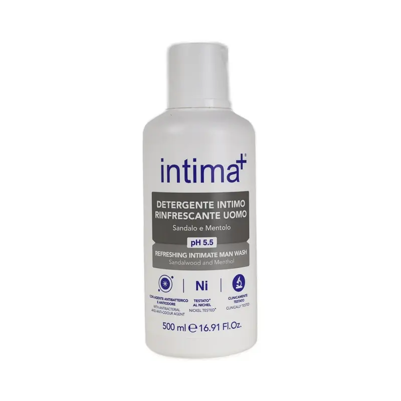 INTIMA+ DETERGENTE INTIMO UOMO RINFRESCANTE PH 5,5 ANTIBATTERICO AL MENTOLO E SANDALO 500 ML
