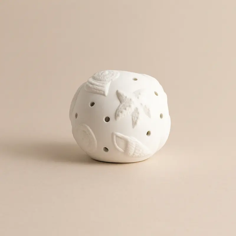 Joel Porta Candela Sfera in Ceramica Biscuit Decoro Marino Ø 11 cm