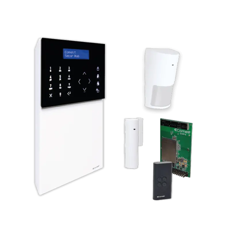 Kit Antintrusione Wireless COMELIT KSW32411L Secur Hub 32 Zone - Centrale 4G WiFi Ethernet APP Sensori Radiocomando