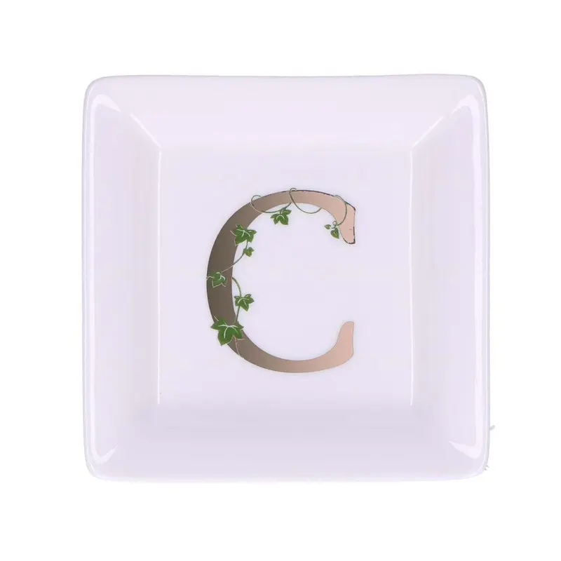 La porcellana bianca - piattino lettera c | rohome