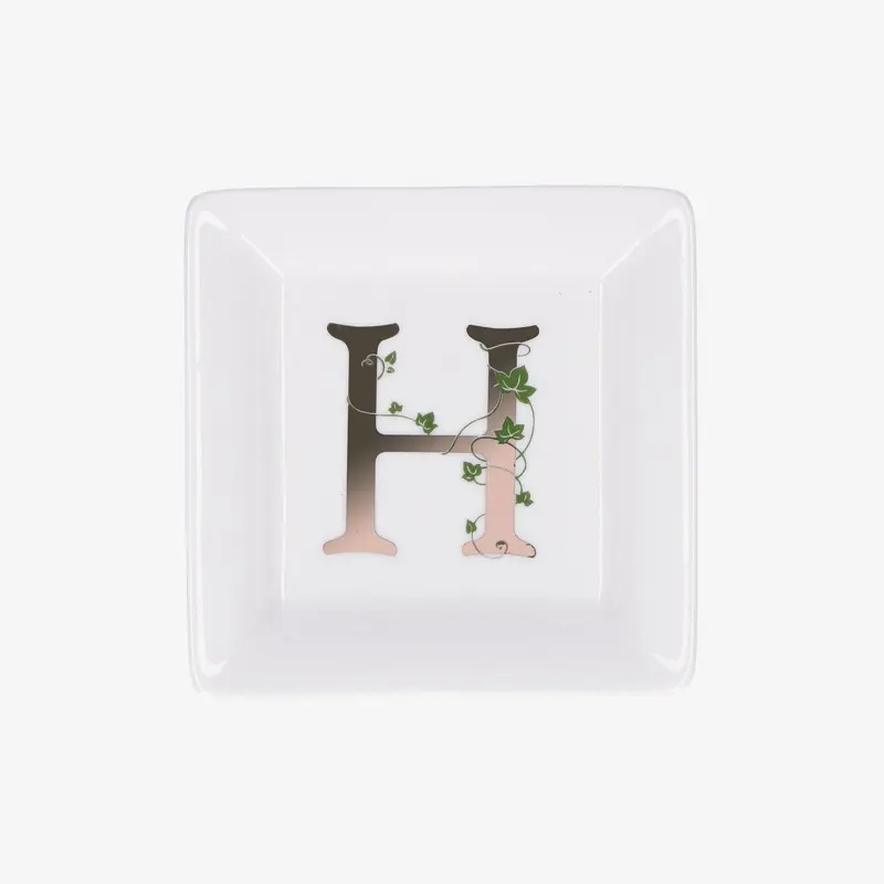 La porcellana bianca - piattino lettera h | rohome