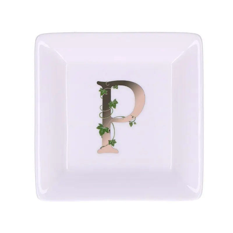 La porcellana bianca - piattino lettera p | rohome