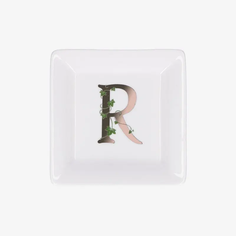 La porcellana bianca - piattino lettera r | rohome