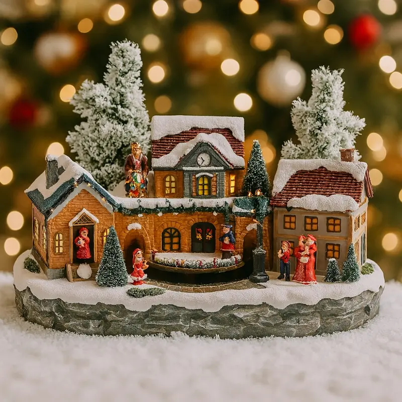 Lamart Giostra Villaggio Carillon Natale 36×25 cm