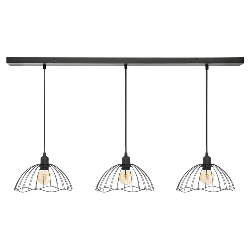 Lampadario 3 luci in metallo nero | rohome