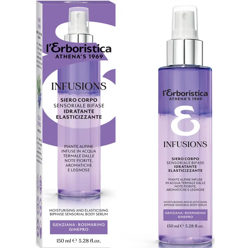 L'ERBORISTICA INFUSIONS SIERO CORPO IDRATANTE ELASTICIZZANTE GENZIANA, ROSMARINO, GINEPRO 150 ML