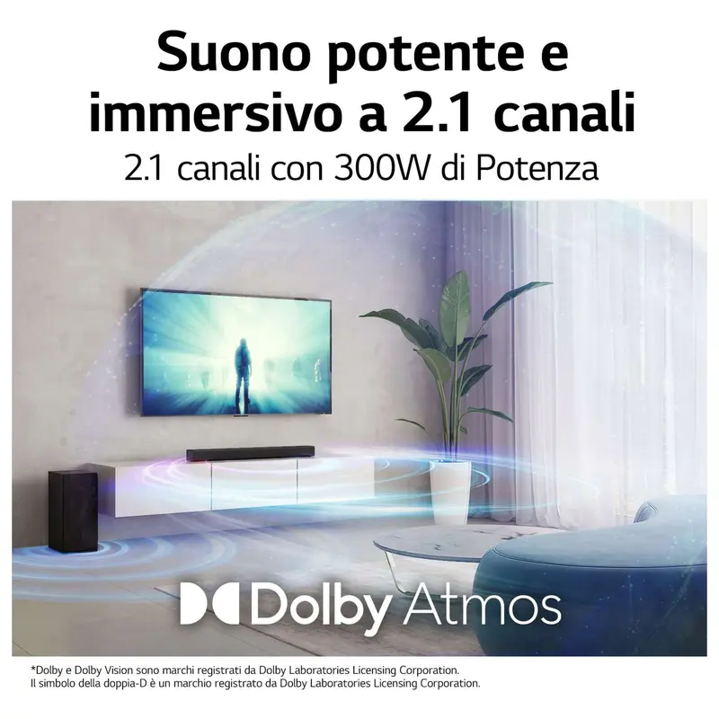 LG Soundbar S60Q 300W 2.1 canali, Dolby Atmos Virtual, 4K Pass Through, NOVITÀ 2022