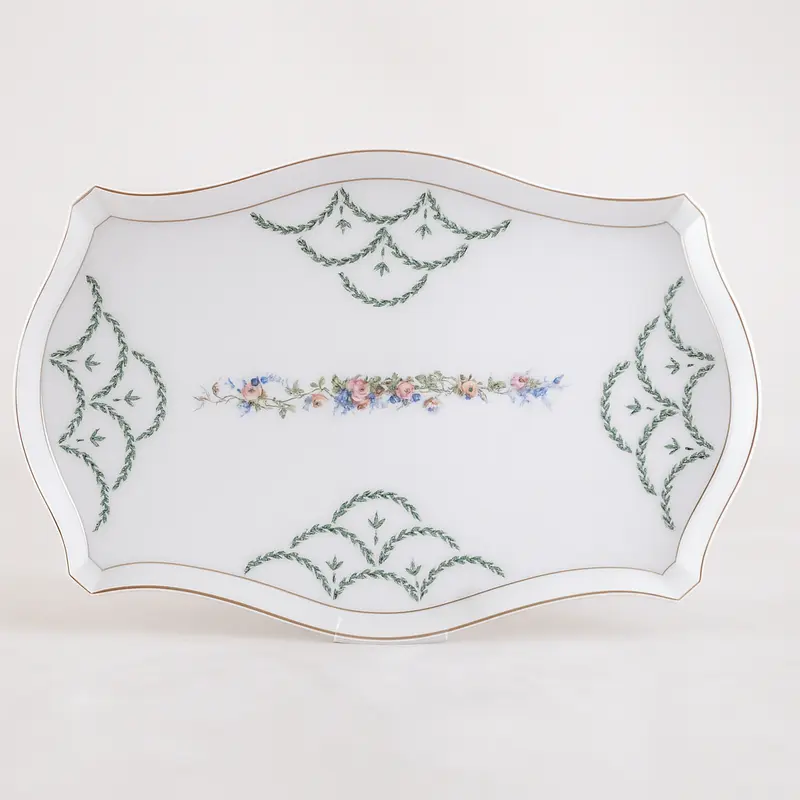 Limoges Vassoio Porcellana Fine Florence Decoro 40x27 cm