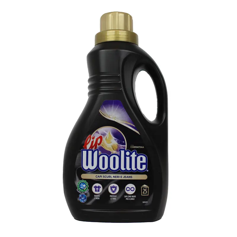 LIP WOOLITE DETERSIVO BUCATO A MANO E LAVATRICE LIQUIDO NOIR CAPI SCURI, NERI E JEANS 25 LAVAGGI 1,5 LITRI